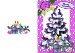 Christmas Tree in Pink Snow Frame A5 Card