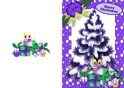 Christmas Tree in Purple Snow Frame A5 Card
