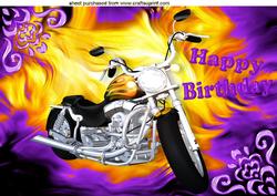 Motor Bike with Purple Abstract A4