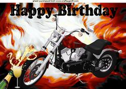 Red Motor Bike with Champagne A4