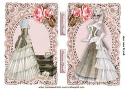 Vintage Lace Toppers with Lady and Gown
