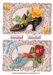 Vintage Shoes with Roses on Lace Toppers