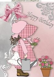 Little Bonnet Girl with Flowers A4