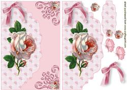 Pretty Pink Rose with Butterflies on Scalloped Envelope