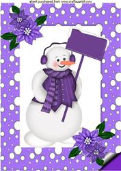 Snowman in Purple Snow Frame A4