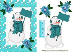 Snowman in Turquiose Snow Frame