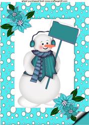 Snowman in Turquiose Snow Frame A4