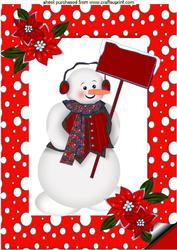 Snowman in Red Snow Frame A4