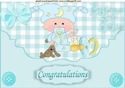 Sweet Little Boy on a Scalloped Envelope A4