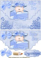 Smiling Baby Boy on Scalloped Envelope