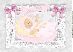 Baby Girl with Bonnet in Silver Frame A4