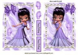 Little Lady in Purple Gown, in Pearl Frame Toppers