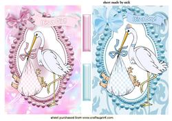Baby Girl, Baby Boy in Bead Frame Toppers