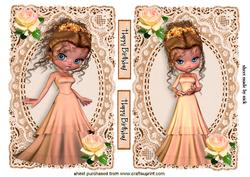 Pretty in Peach with Roses, on Vintage Lace Toppers