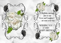 Cream Roses and Black Butterflies, A5 Insert with Verse