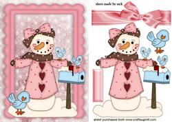 Cute Snow Girl in Pink with Little Birds