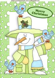 Mr Snowman with Bird on His Hat A4
