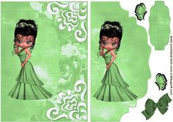 Little Lady in Green Dress on a Scalloped Envelope