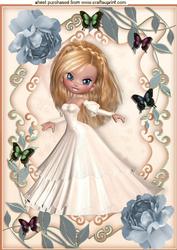 Pretty Lady in Silver Rose Floral Frame A4
