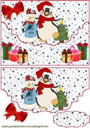 Penguin & Snowman, ,on a Scalloped Envelope