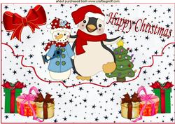 Penguin & Snowman on a Scalloped Envelope A4