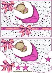 Pink Santa Hat with Kitty, on a Scalloped Envelope