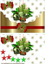 Green Festive Candles with Red Bow