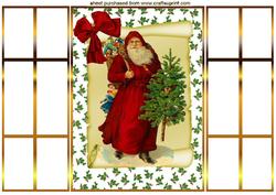 Santa with Vintage Bells and Bow, French Gatefold