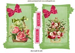 Flowers in a Basket, on a Scroll Toppers