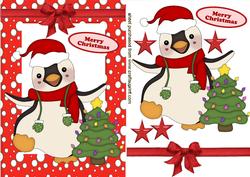 Jolly Little Christmas Penguin with Red Bow