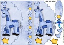 Little Blue Giraffe on Scalloped Envelope