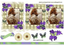 Beautiful Horses Heads Entwined in Purple Pyramids