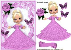 Pretty Lady in Pink Ballroom Gown with Rose