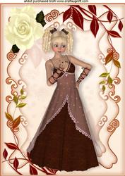 Cute Little Lady with Ringlets, in Floral Frame A4
