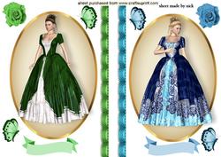 Vintage Ladies in Oval Cream/gold Toppers