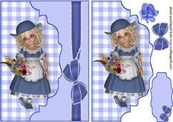 Sweet Little Girl with Curly Hair on Scalloped Envelope