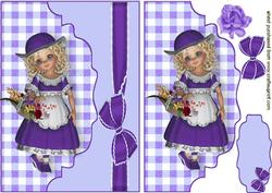 Sweet Little Girl in Purple on Scalloped Envelope