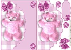 Pink Fluffy Bear on Scalloped Envelope