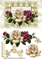 Roses on Cream Victorian Lace with Butterflies