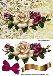 Roses with Bow and Gold Banner