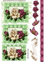 Roses on Green Lace with Butterflies Pyramids