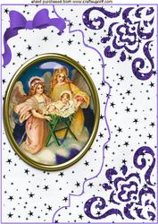 Nativity in Glass on Purple Scalloped Envelope A4