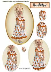 Little Strawberry Girl in Orange Oval Pyramids