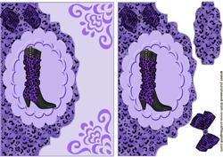 Ladies Leopard Boot in Purple on Scallope Envelope
