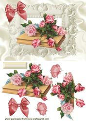 Roses on a Book in Ornate Frame