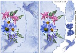Pretty Flowers with Bluebirds on Scalloped Envelope
