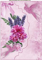 Scalloped Envelope with Birds and Flowers A4