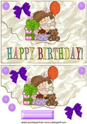 Little Girls Birthday on Scalloped Envelope