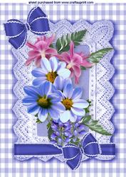 Pretty Flowers with Bows in Gingham Frame A4