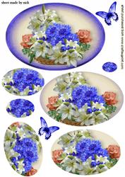 Basket of Lillies and Flowers in a Basket, Oval Pyramids